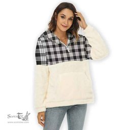 Scottish MacFarlane Black & White Clan Tartan Flannel Hoodie Women - Classic Scottish Plaid Tartan Plaid