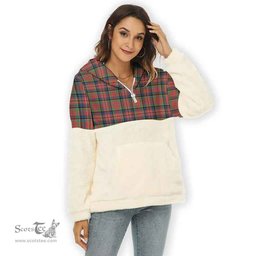 Scottish MacPherson Ancient Clan Tartan Flannel Hoodie Women - Classic Scottish Plaid Tartan Plaid