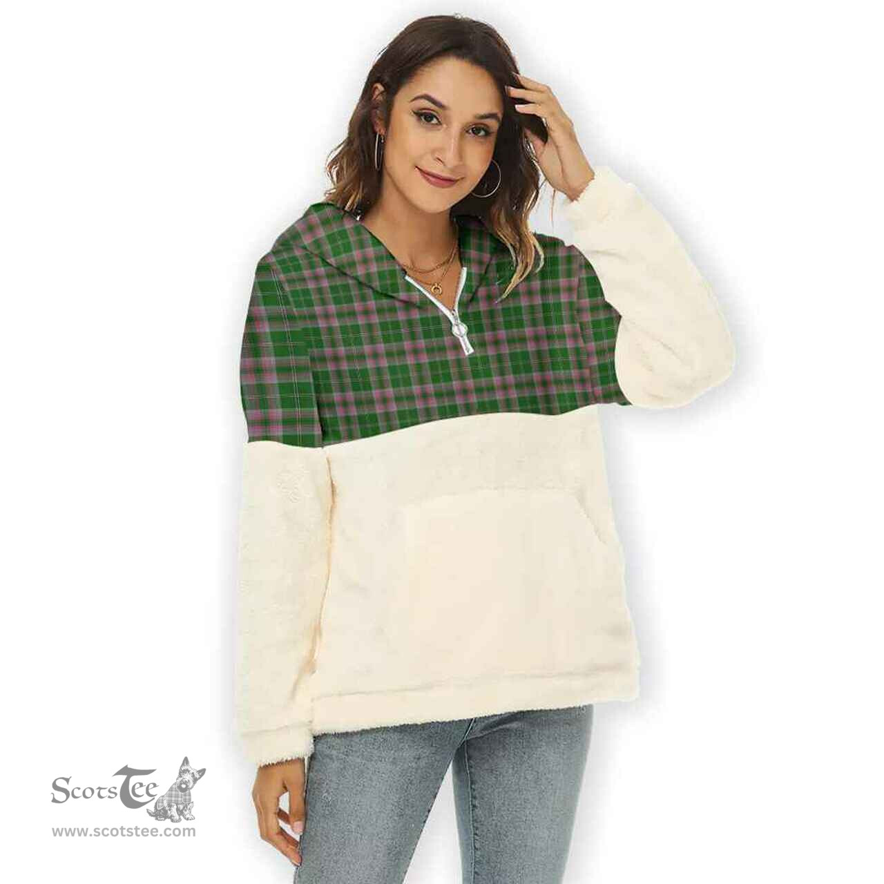 Scottish Gray Hunting Clan Tartan Flannel Hoodie Women - Classic Scottish Plaid Tartan Plaid