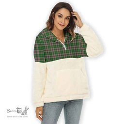 Scottish Gray Hunting Clan Tartan Flannel Hoodie Women - Classic Scottish Plaid Tartan Plaid