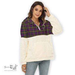 Scottish MacDonell of Glengarry Clan Tartan Flannel Hoodie Women - Crest Classic Scottish Plaid Tartan Plaid