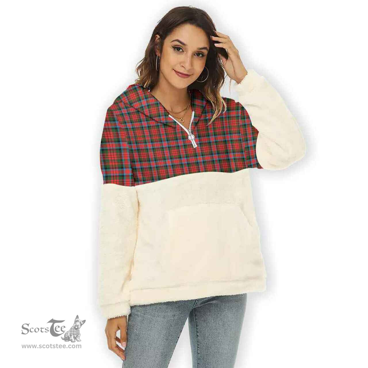 Scottish MacDuff Modern Clan Tartan Flannel Hoodie Women - Classic Scottish Plaid Tartan Plaid