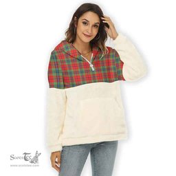 Scottish MacLean of Duart Modern Clan Tartan Flannel Hoodie Women - Classic Scottish Plaid Tartan Plaid