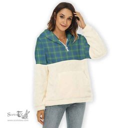 Scottish Hamilton Hunting Ancient Clan Tartan Flannel Hoodie Women - Classic Scottish Plaid Tartan Plaid