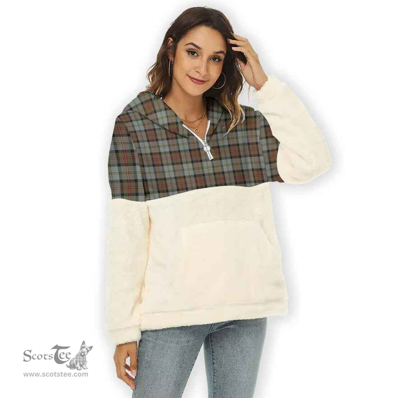 Scottish MacLeod of Harris Weathered Clan Tartan Flannel Hoodie Women - Classic Scottish Plaid Tartan Plaid