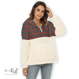 Scottish Fraser Ancient Clan Tartan Flannel Hoodie Women - Classic Scottish Plaid Tartan Plaid