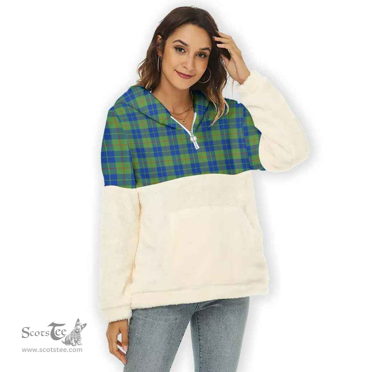 Scottish Barclay Hunting Ancient Clan Tartan Flannel Hoodie Women - Classic Scottish Plaid Tartan Plaid
