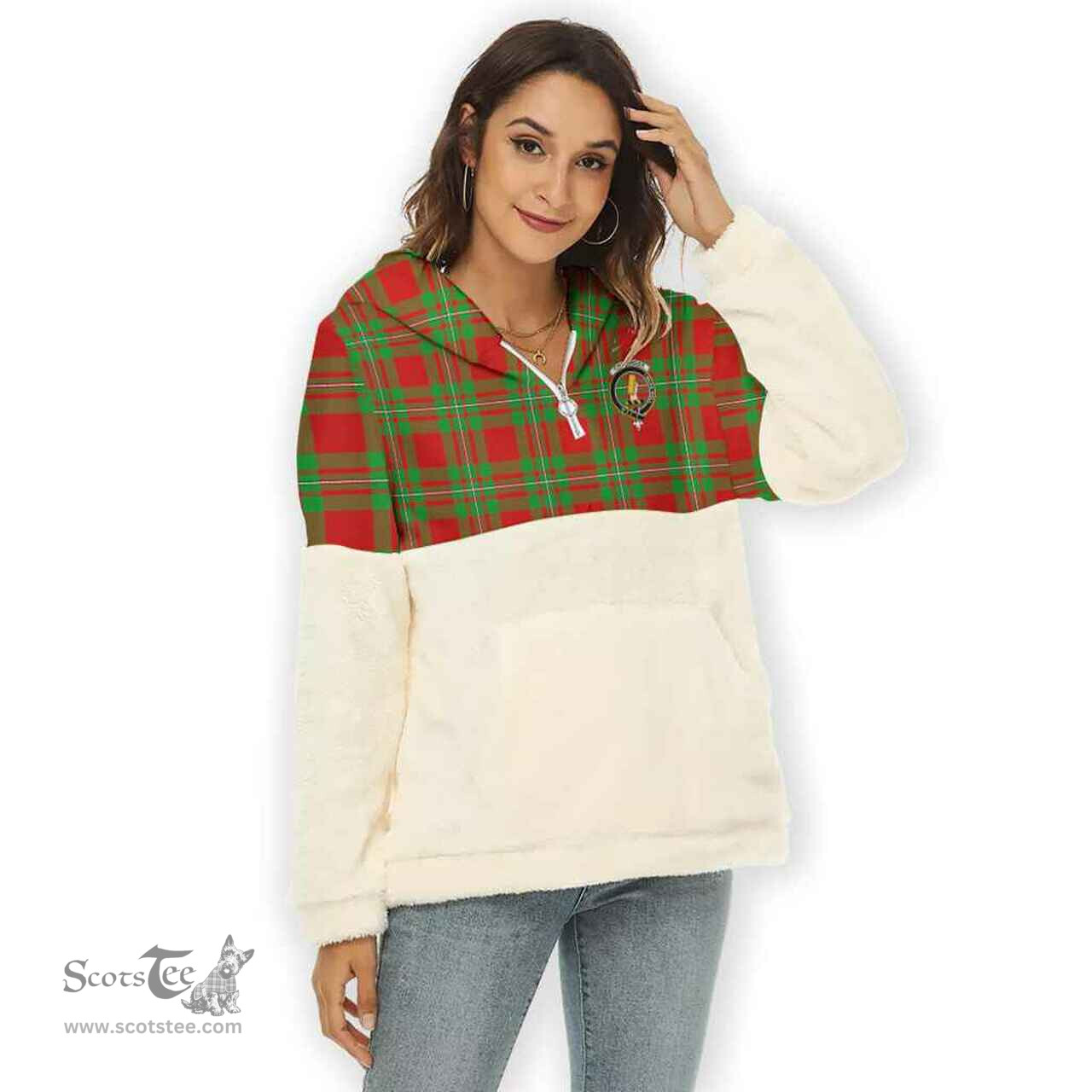 Scottish Callander Clan Tartan Flannel Hoodie Women - Crest Classic Scottish Plaid Tartan Plaid