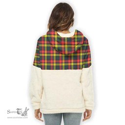Scottish Buchanan Modern Clan Tartan Flannel Hoodie Women - Classic Scottish Plaid Tartan Plaid