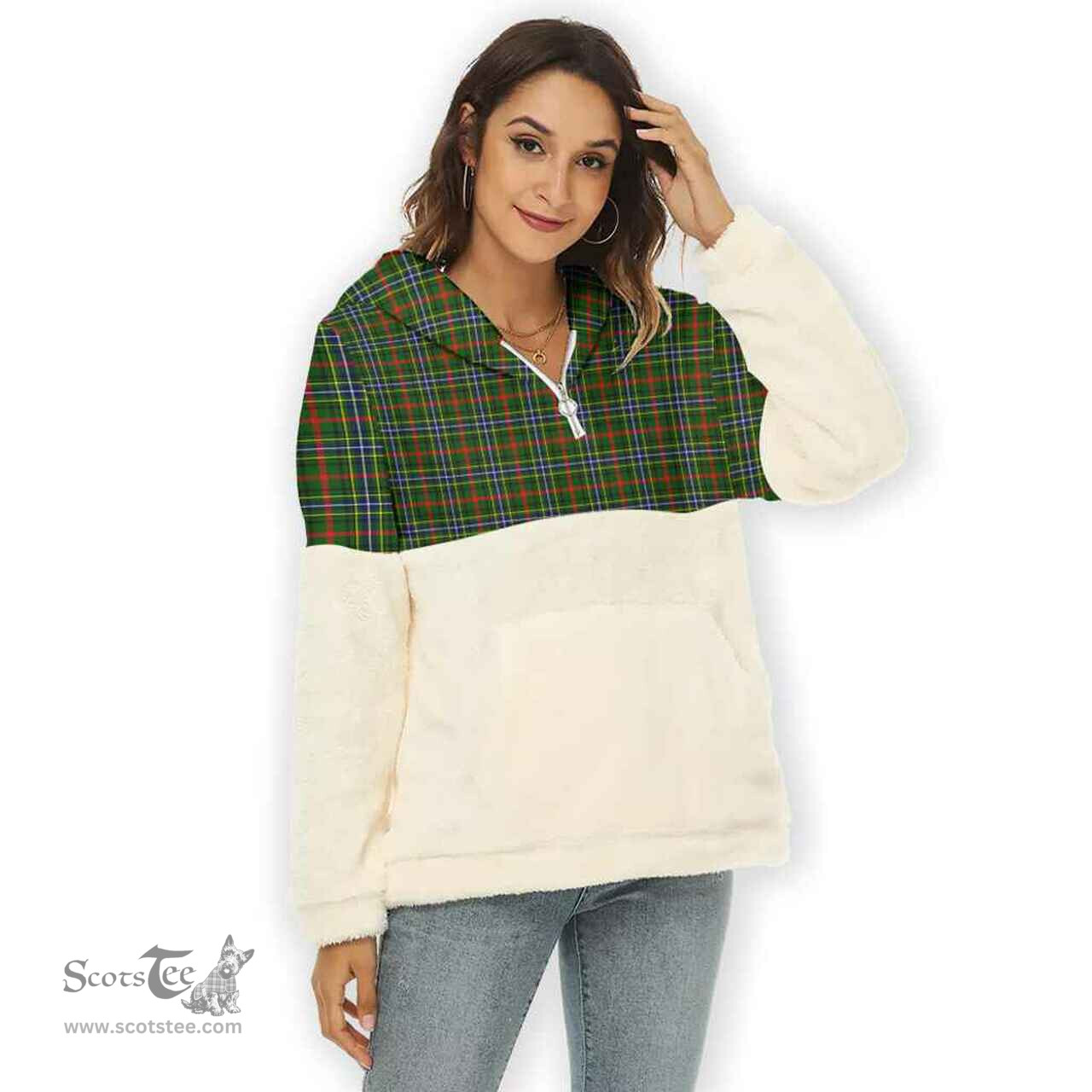 Scottish Bisset Clan Tartan Flannel Hoodie Women - Classic Scottish Plaid Tartan Plaid