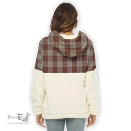 Scottish Cunningham Burgundy Dancers Clan Tartan Flannel Hoodie Women - Classic Scottish Plaid Tartan Plaid