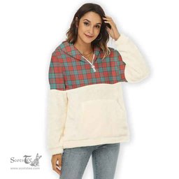 Scottish Dunbar Ancient Clan Tartan Flannel Hoodie Women - Classic Scottish Plaid Tartan Plaid