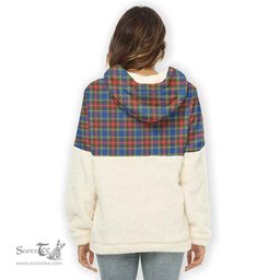 Scottish Bethune Clan Tartan Flannel Hoodie Women - Crest Classic Scottish Plaid Tartan Plaid