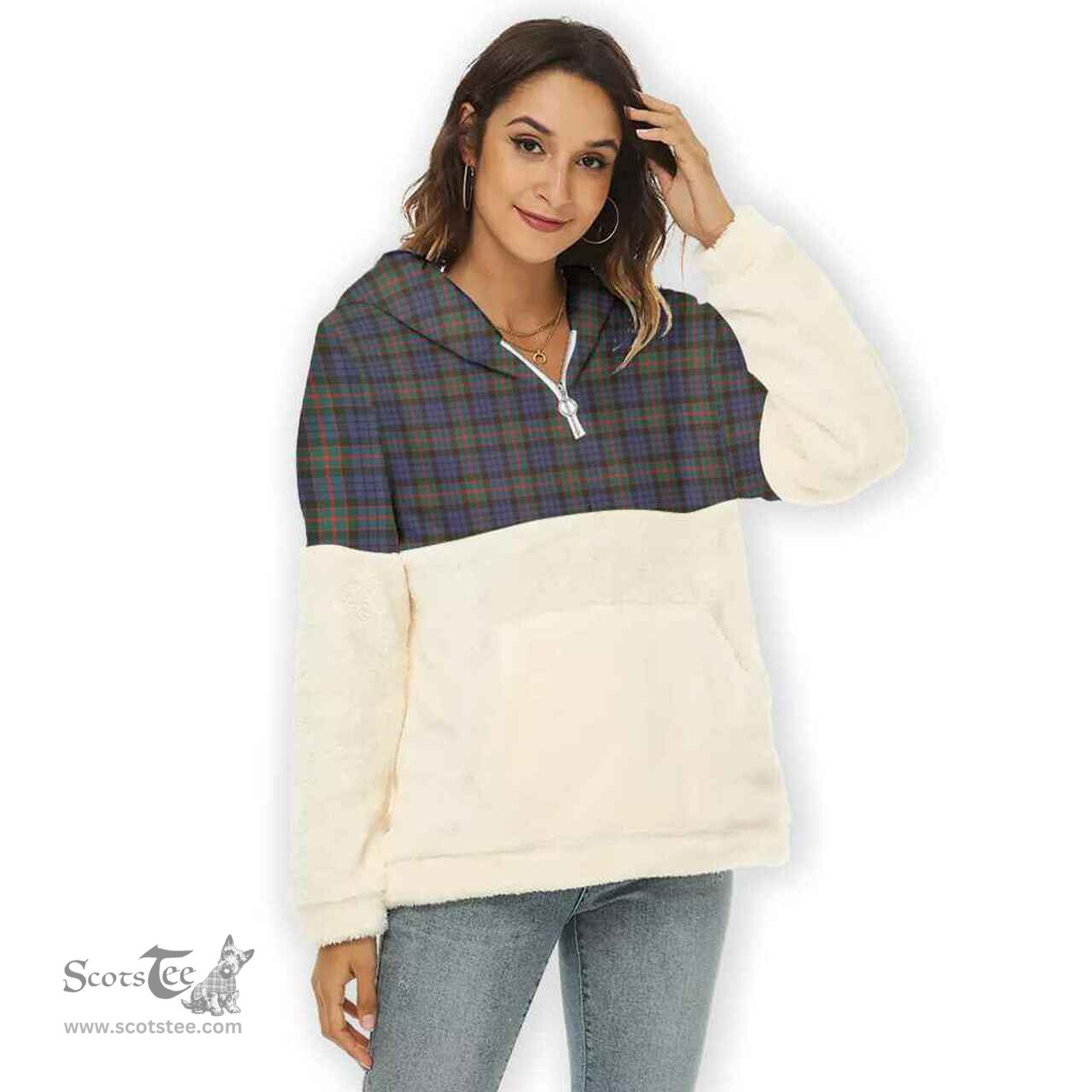 Scottish Fletcher of Dunans Clan Tartan Flannel Hoodie Women - Classic Scottish Plaid Tartan Plaid