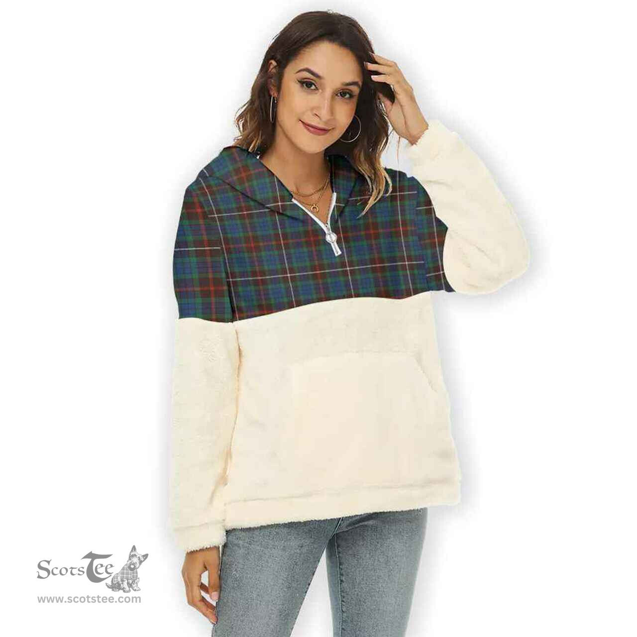 Scottish Fraser Hunting Ancient Clan Tartan Flannel Hoodie Women - Classic Scottish Plaid Tartan Plaid