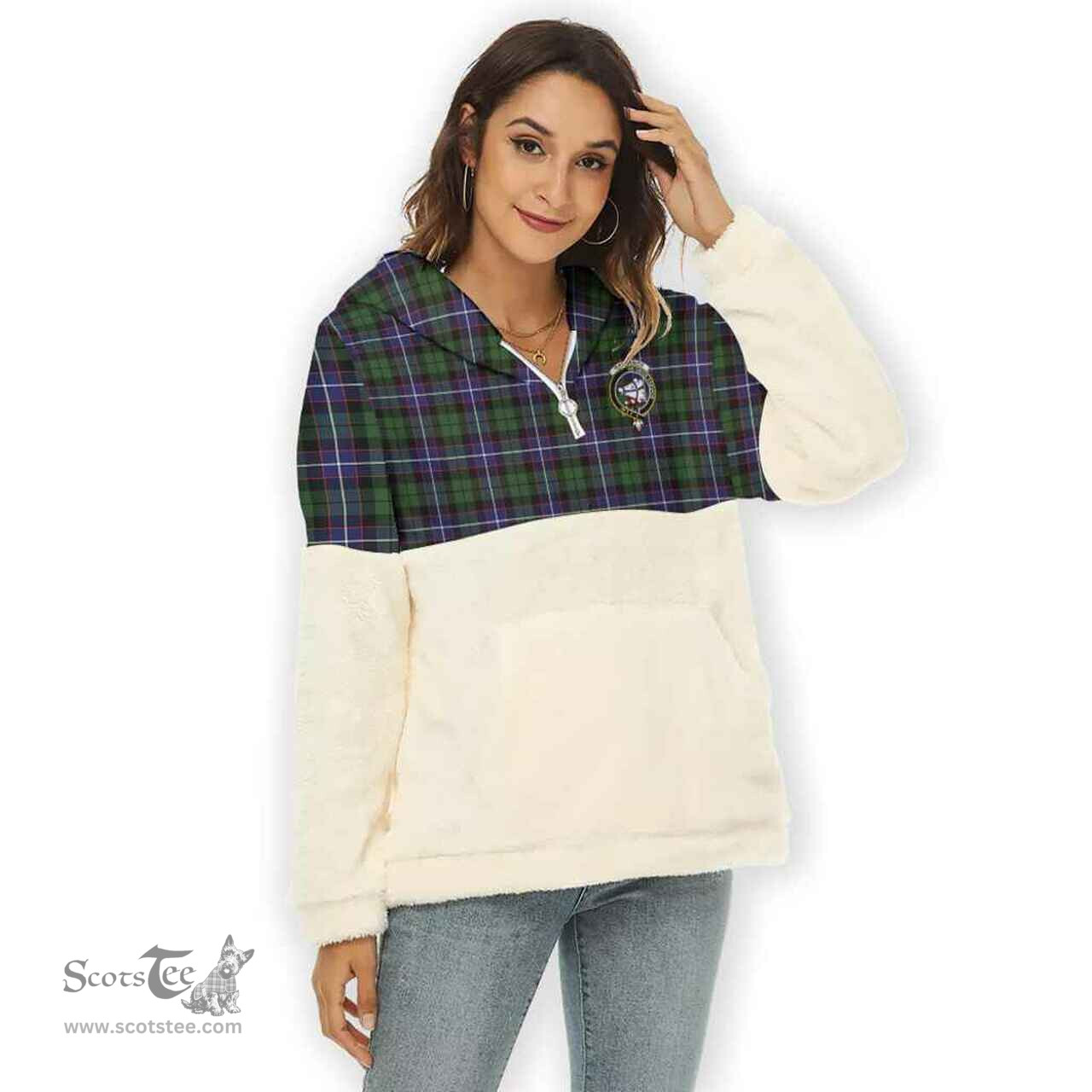 Scottish Galbraith Clan Tartan Flannel Hoodie Women - Crest Classic Scottish Plaid Tartan Plaid