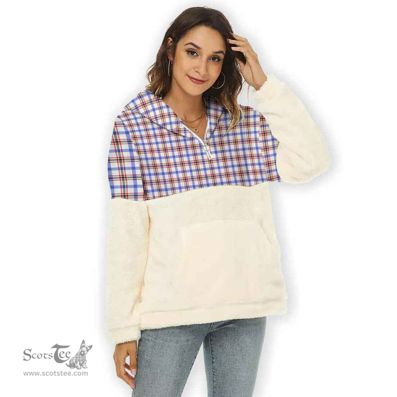 Scottish Boswell Modern Clan Tartan Flannel Hoodie Women - Classic Scottish Plaid Tartan Plaid