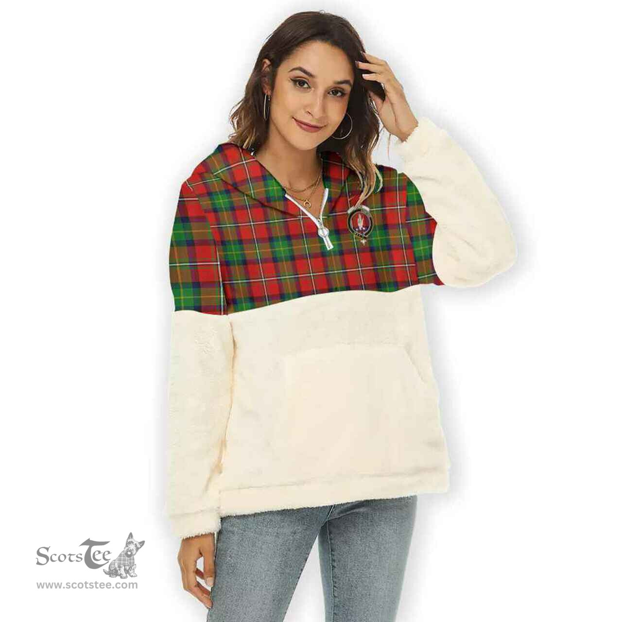 Scottish Boyd Clan Tartan Flannel Hoodie Women - Crest Classic Scottish Plaid Tartan Plaid