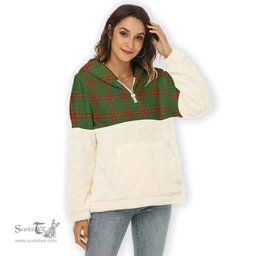 Scottish Fulton Clan Tartan Flannel Hoodie Women - Classic Scottish Plaid Tartan Plaid