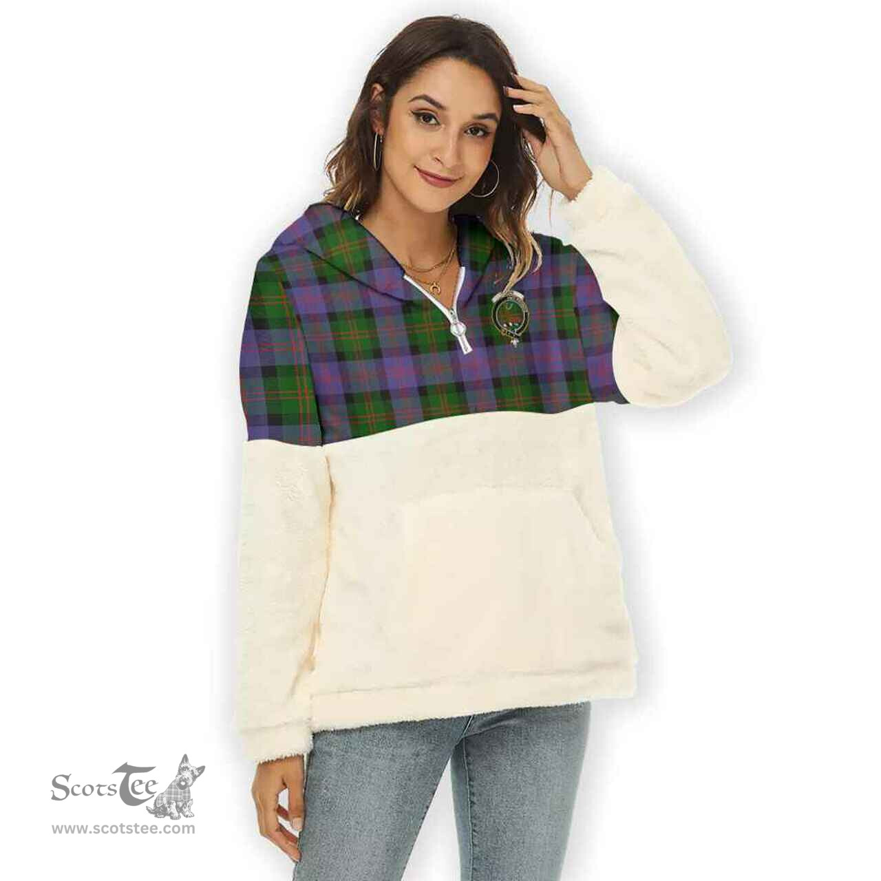 Scottish Blair Clan Tartan Flannel Hoodie Women - Crest Classic Scottish Plaid Tartan Plaid