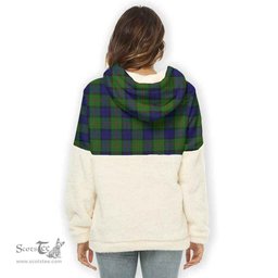 Scottish Dundas Clan Tartan Flannel Hoodie Women - Crest Classic Scottish Plaid Tartan Plaid