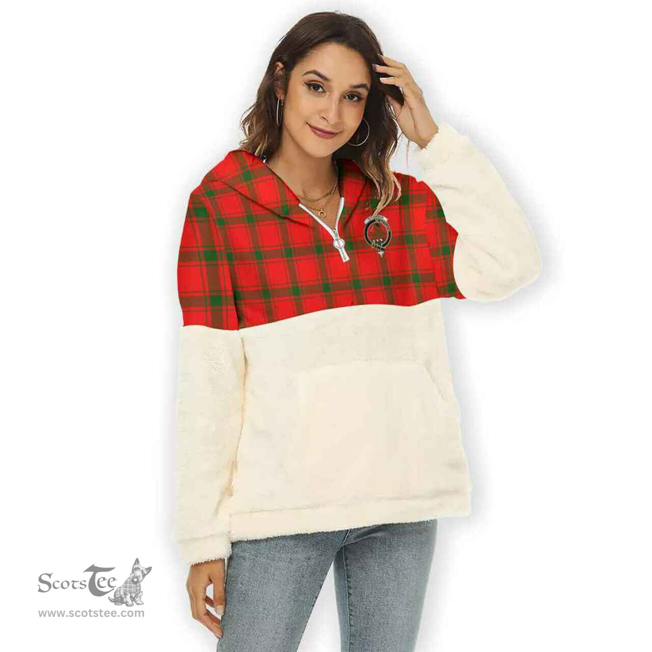 Scottish Darroch (Gourock) Clan Tartan Flannel Hoodie Women - Crest Classic Scottish Plaid Tartan Plaid
