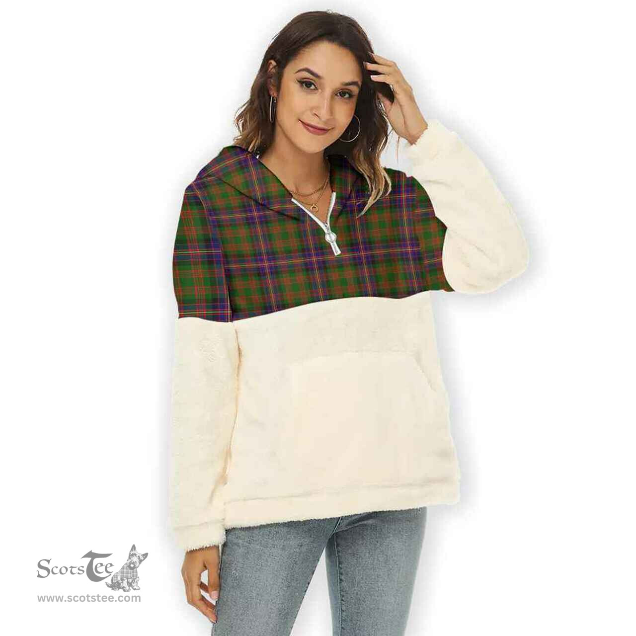Scottish Cochrane Modern Clan Tartan Flannel Hoodie Women - Classic Scottish Plaid Tartan Plaid