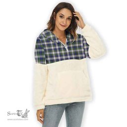 Scottish Gordon Dress Modern Clan Tartan Flannel Hoodie Women - Classic Scottish Plaid Tartan Plaid