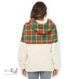 Scottish Buchanan Old Sett Clan Tartan Flannel Hoodie Women - Classic Scottish Plaid Tartan Plaid