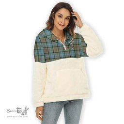 Scottish Cathcart Clan Tartan Flannel Hoodie Women - Crest Classic Scottish Plaid Tartan Plaid