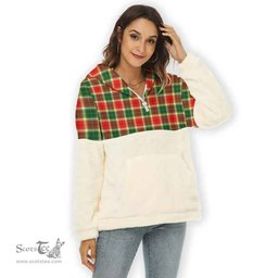 Scottish Gibbs Clan Tartan Flannel Hoodie Women - Classic Scottish Plaid Tartan Plaid