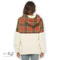 Scottish Buchanan Old Set Weathered Clan Tartan Flannel Hoodie Women - Classic Scottish Plaid Tartan Plaid