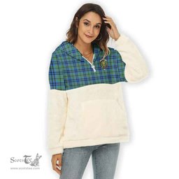 Scottish Falconer Clan Tartan Flannel Hoodie Women - Crest Classic Scottish Plaid Tartan Plaid