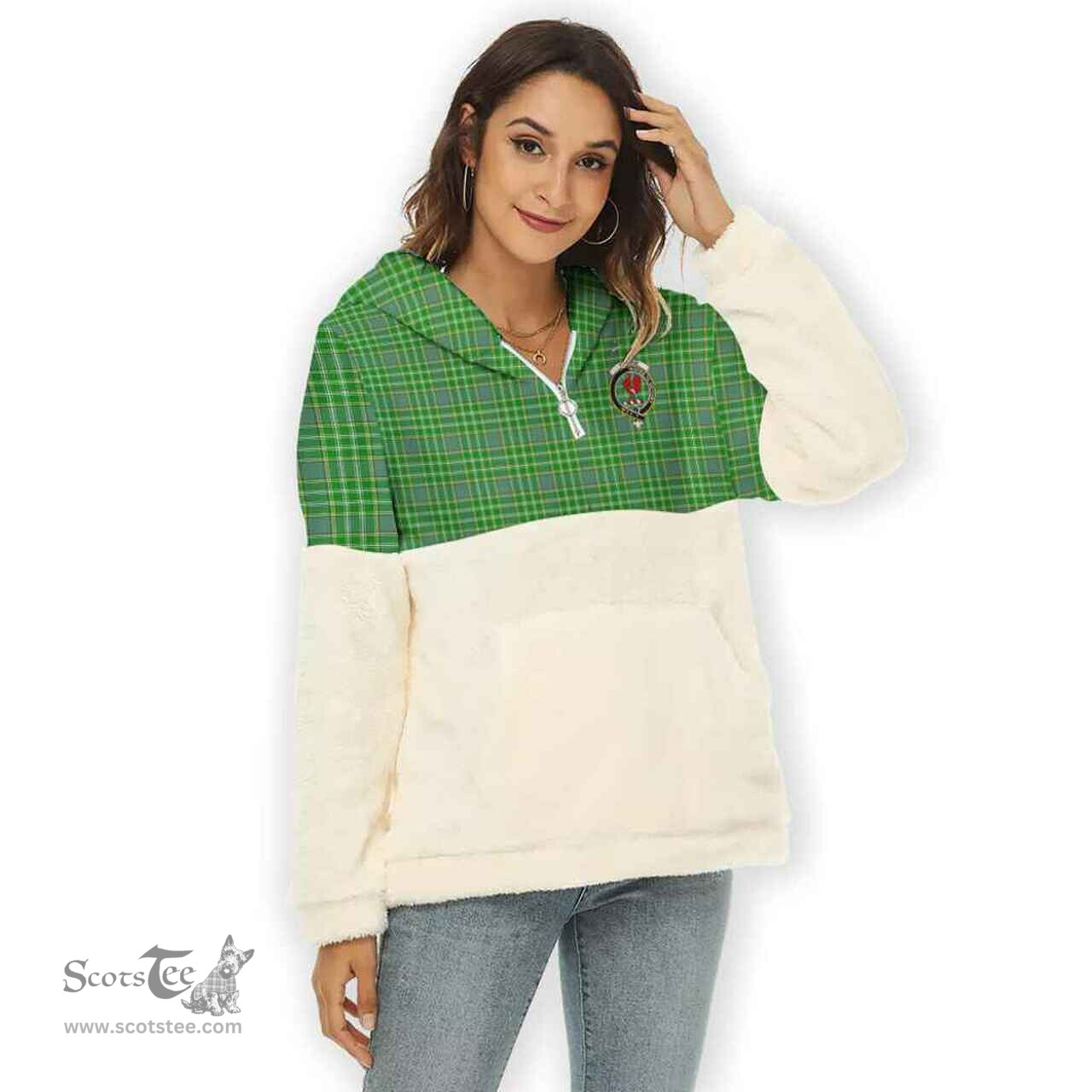 Scottish Currie Clan Tartan Flannel Hoodie Women - Crest Classic Scottish Plaid Tartan Plaid