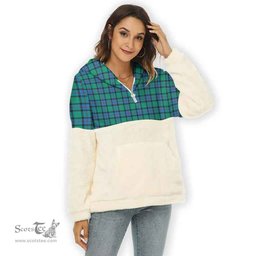 Scottish Flower of Scotland Clan Tartan Flannel Hoodie Women - Classic Scottish Plaid Tartan Plaid