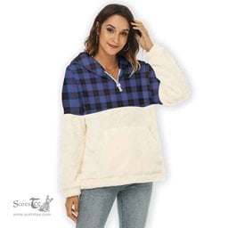 Scottish Angus Modern Clan Tartan Flannel Hoodie Women - Classic Scottish Plaid Tartan Plaid
