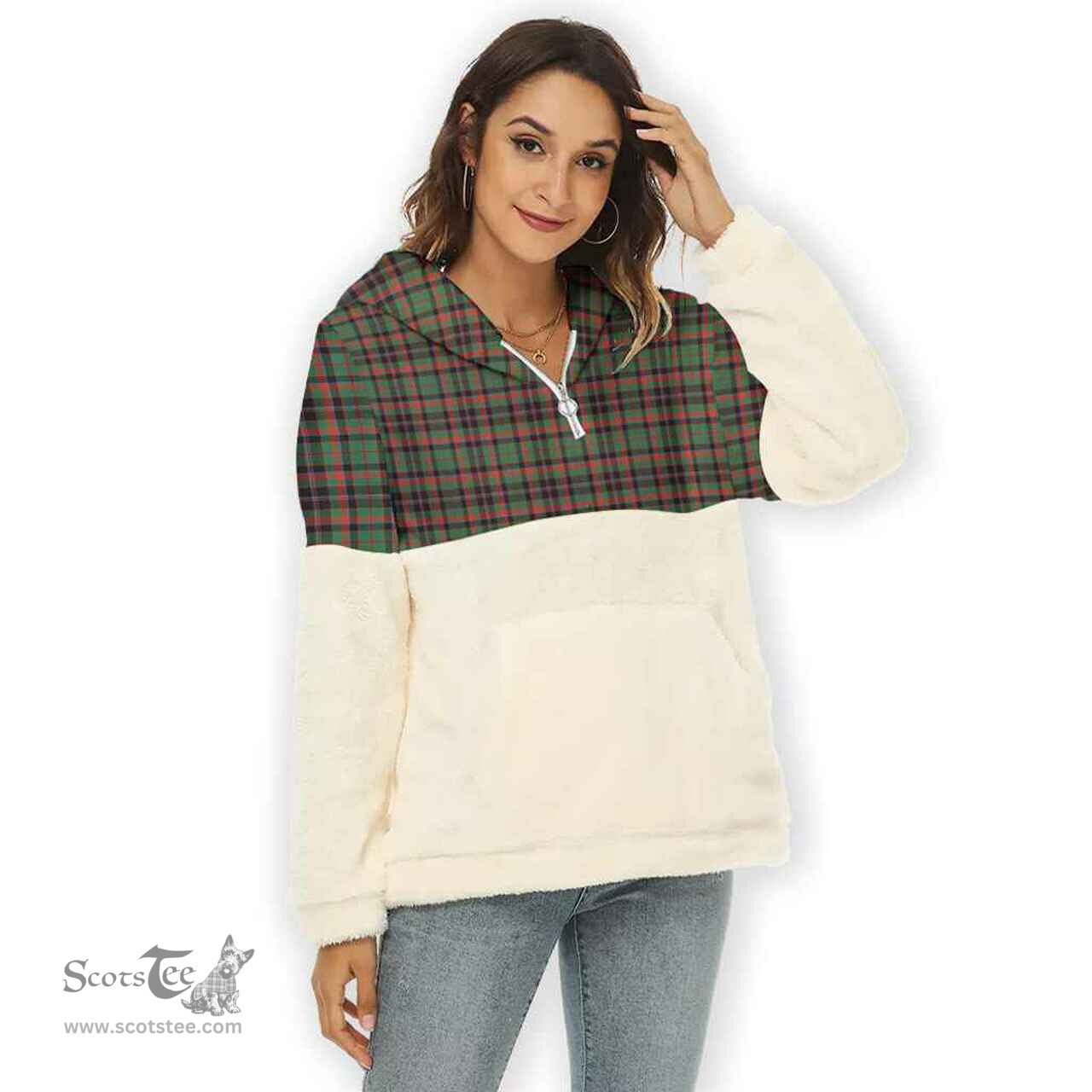 Scottish Cumming Hunting Ancient Clan Tartan Flannel Hoodie Women - Classic Scottish Plaid Tartan Plaid