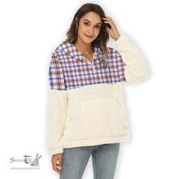 Scottish Boswell Clan Tartan Flannel Hoodie Women - Crest Classic Scottish Plaid Tartan Plaid