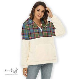 Scottish Glass Clan Tartan Flannel Hoodie Women - Crest Classic Scottish Plaid Tartan Plaid