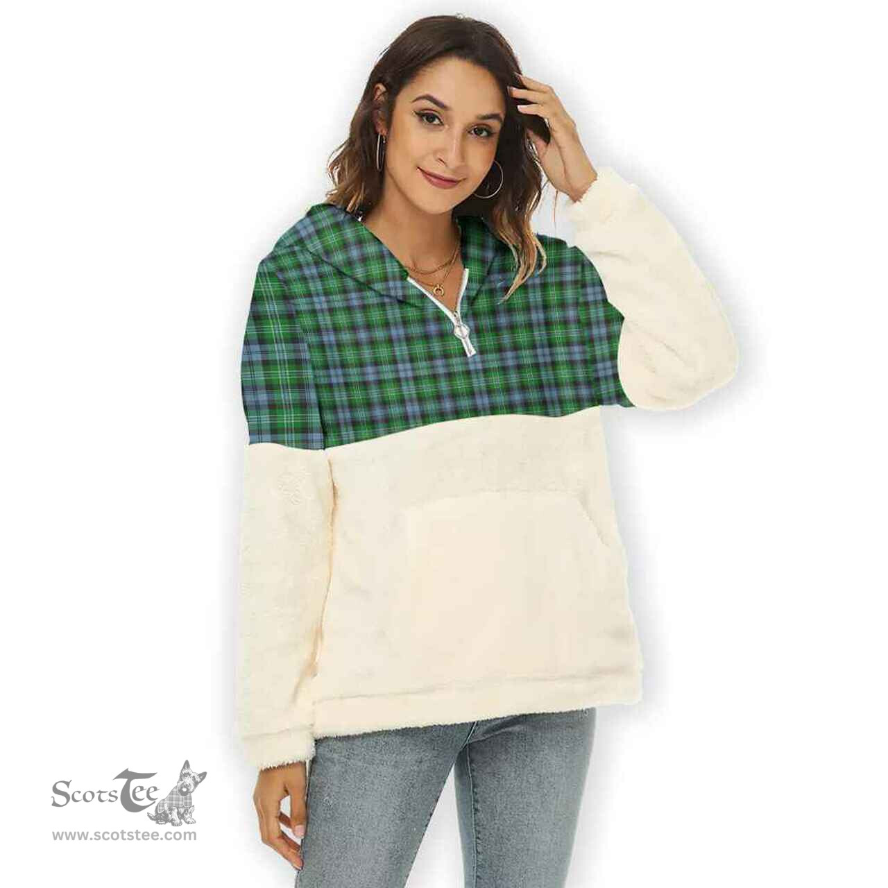Scottish Arbuthnot Ancient Clan Tartan Flannel Hoodie Women - Classic Scottish Plaid Tartan Plaid