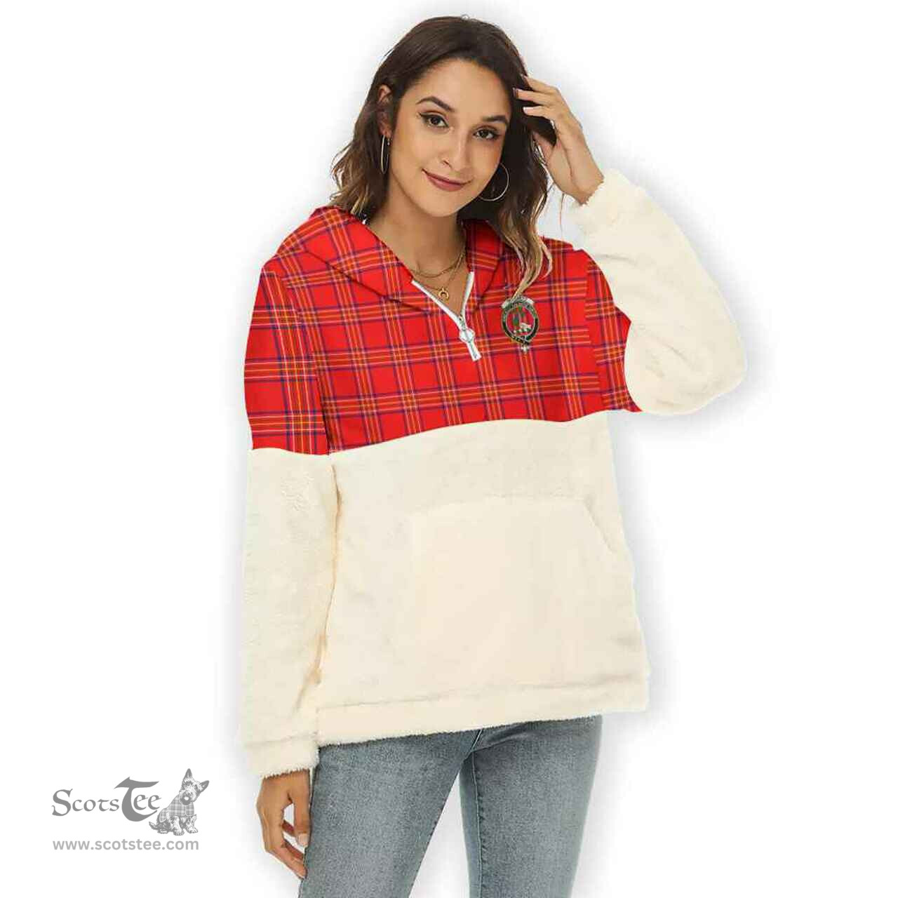 Scottish Burnett Clan Tartan Flannel Hoodie Women - Crest Classic Scottish Plaid Tartan Plaid