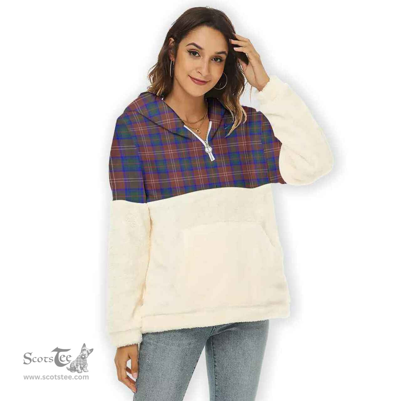 Scottish Chisholm Hunting Modern Clan Tartan Flannel Hoodie Women - Classic Scottish Plaid Tartan Plaid