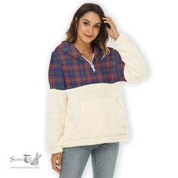 Scottish Chisholm Hunting Modern Clan Tartan Flannel Hoodie Women - Classic Scottish Plaid Tartan Plaid