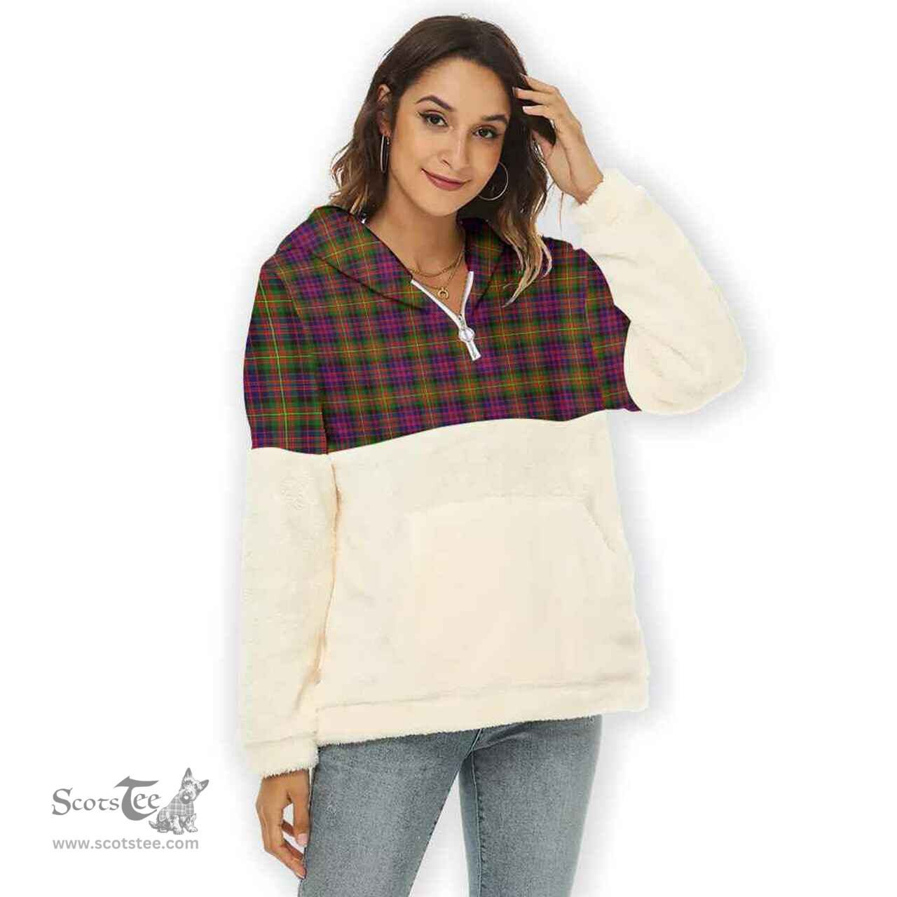 Scottish Carnegie Modern Clan Tartan Flannel Hoodie Women - Classic Scottish Plaid Tartan Plaid
