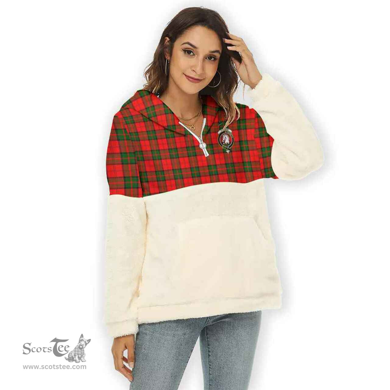 Scottish Dunbar Clan Tartan Flannel Hoodie Women - Crest Classic Scottish Plaid Tartan Plaid