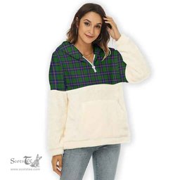 Scottish Carmichael Modern Clan Tartan Flannel Hoodie Women - Classic Scottish Plaid Tartan Plaid