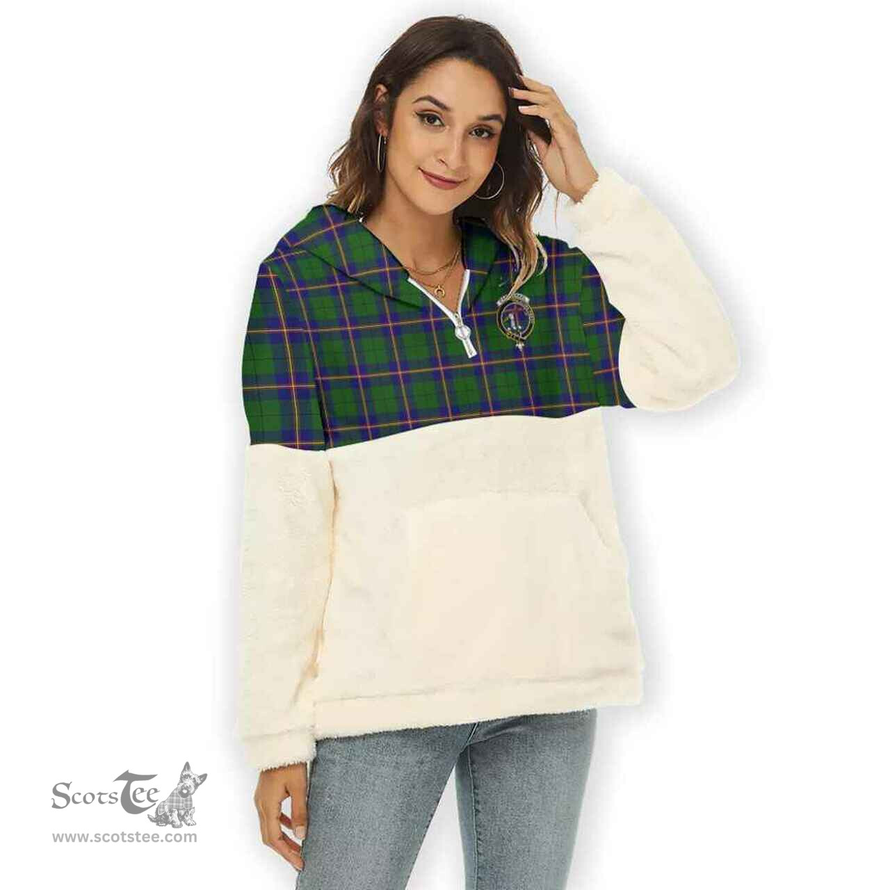 Scottish Carmichael Clan Tartan Flannel Hoodie Women - Crest Classic Scottish Plaid Tartan Plaid