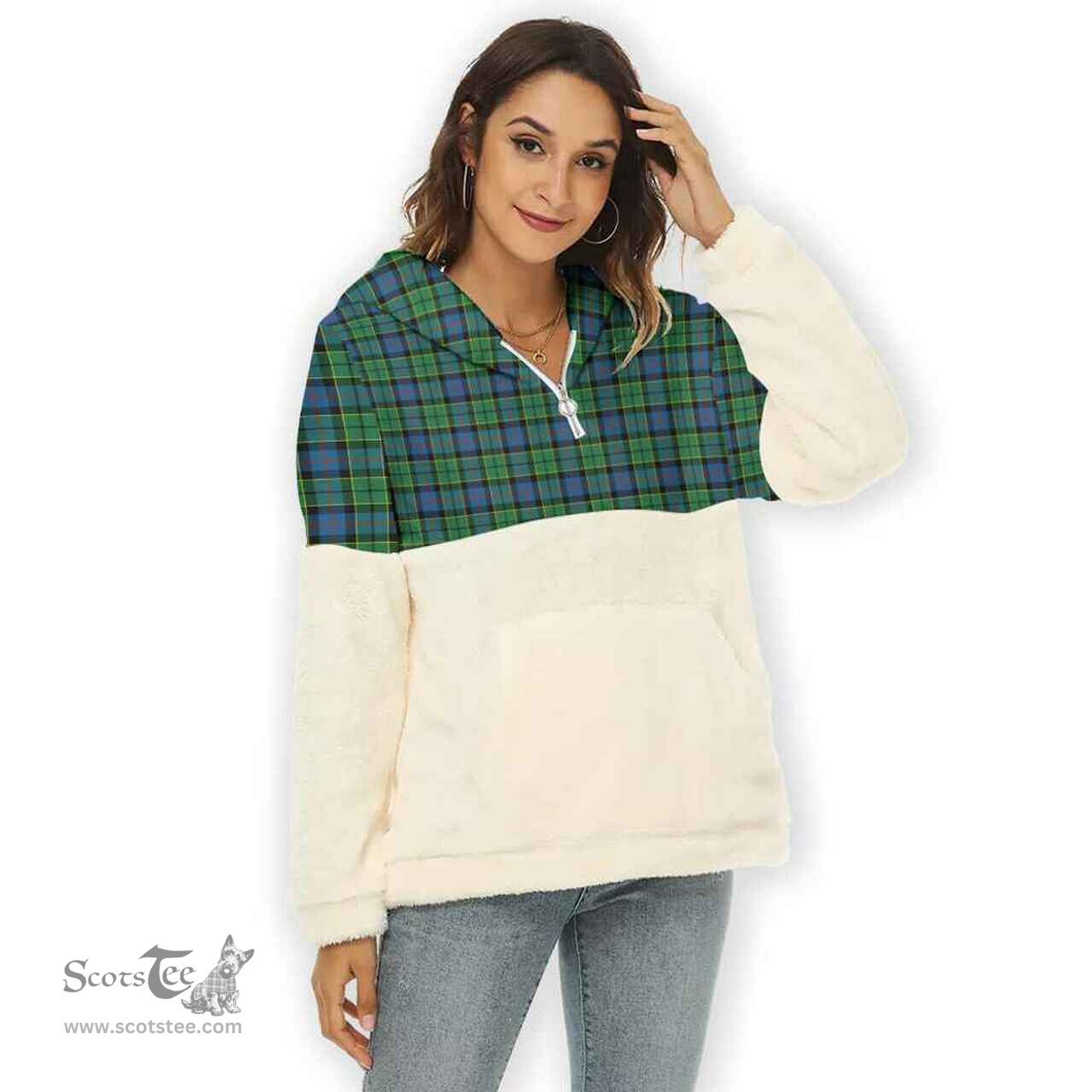 Scottish Forsyth Ancient Clan Tartan Flannel Hoodie Women - Classic Scottish Plaid Tartan Plaid