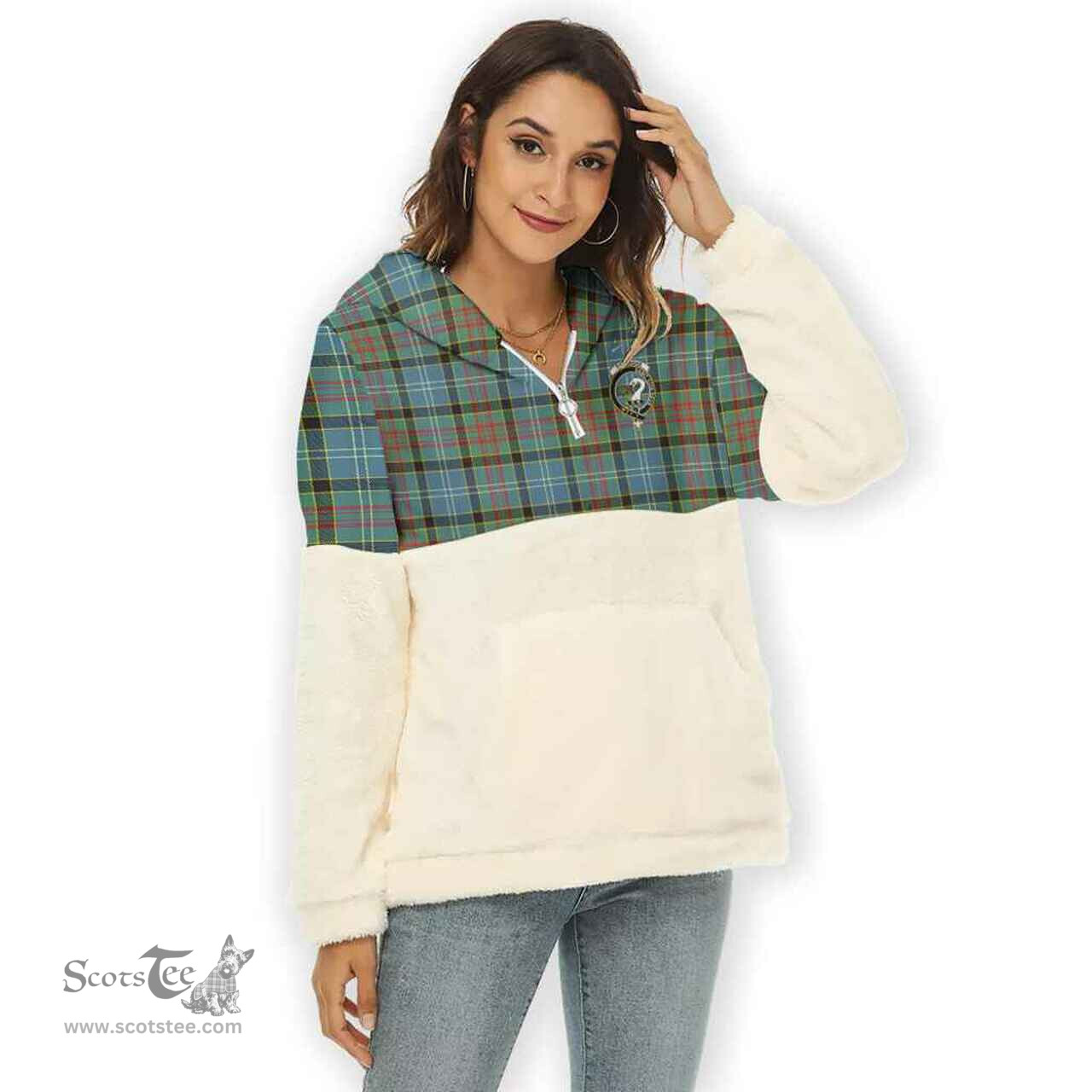 Scottish Brisbane Clan Tartan Flannel Hoodie Women - Crest Classic Scottish Plaid Tartan Plaid