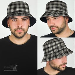 Scottish Menzies Black & White Ancient Plaid Tartan Bucket Hat - Tartan Plaid Brim Hat Scottish Plaid Tartan Plaid - ScotsTee - scotstee.com